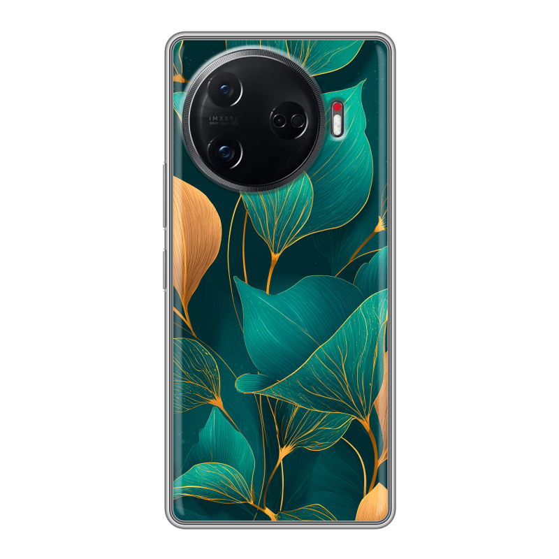 Силиконовый чехол на Tecno Camon 30 Pro 5G с принтом Листья и золото Силиконовый чехол на Tecno Camon 30 Pro 5G с принтом Листья и золото
