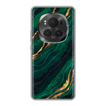 Силиконовый чехол на Honor Magic 6 Pro с принтом Мрамор зеленое золото Силиконовый чехол на Honor Magic 6 Pro с принтом Мрамор зеленое золото