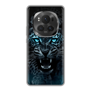Силиконовый чехол на Honor Magic 6 Pro с принтом Темный леопард Силиконовый чехол на Honor Magic 6 Pro с принтом Темный леопард