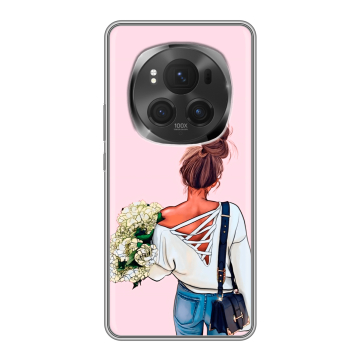 Силиконовый чехол на Honor Magic 6 Pro с принтом Девушка и букет Силиконовый чехол на Honor Magic 6 Pro с принтом Девушка и букет