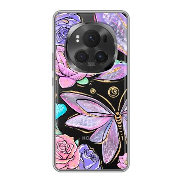 Силиконовый чехол на Honor Magic 6 Pro с принтом Бабочки и цветы