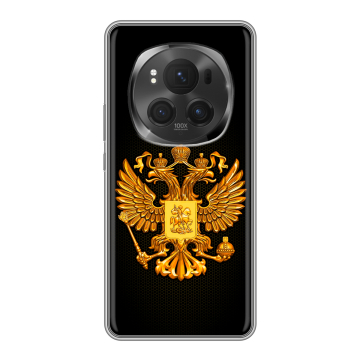 Силиконовый чехол на Honor Magic 6 Pro с принтом Герб России желтый