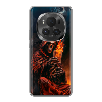 Силиконовый чехол на Honor Magic 6 Pro с принтом Скелет и карты