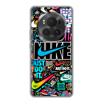 Силиконовый чехол на Honor Magic 6 Pro с принтом найк nike черный Силиконовый чехол на Honor Magic 6 Pro с принтом найк nike черный