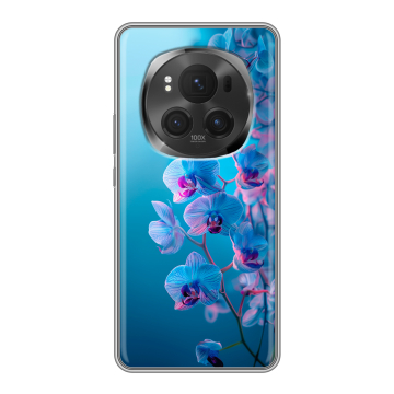 Силиконовый чехол на Honor Magic 6 Pro с принтом голубые орхидеи Силиконовый чехол на Honor Magic 6 Pro с принтом голубые орхидеи