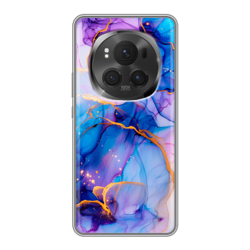 Силиконовый чехол на Honor Magic 6 Pro с принтом синий мрамор Силиконовый чехол на Honor Magic 6 Pro с принтом синий мрамор