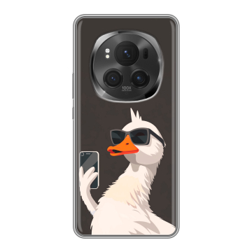 Силиконовый чехол на Honor Magic 6 Pro с принтом утка в очках