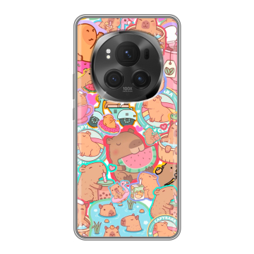 Силиконовый чехол на Honor Magic 6 Pro с принтом капибары Силиконовый чехол на Honor Magic 6 Pro с принтом капибары