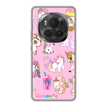 Силиконовый чехол на Honor Magic 6 Pro с принтом розовые единороги Силиконовый чехол на Honor Magic 6 Pro с принтом розовые единороги