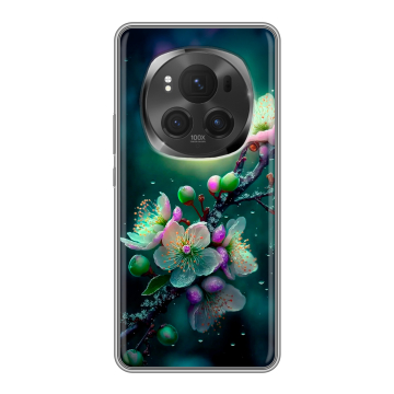 Силиконовый чехол на Honor Magic 6 Pro с принтом Цветы и мрамор Силиконовый чехол на Honor Magic 6 Pro с принтом Цветы и мрамор