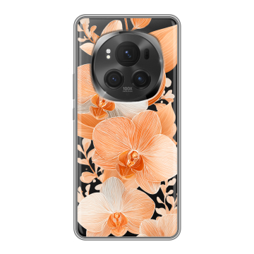 Силиконовый чехол на Honor Magic 6 Pro с принтом Бежевые цветы