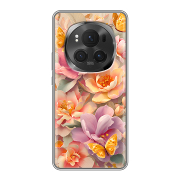 Силиконовый чехол на Honor Magic 6 Pro с принтом Цветы и бабочки