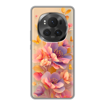 Силиконовый чехол на Honor Magic 6 Pro с принтом Цветы и бабочки