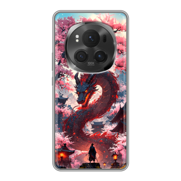Силиконовый чехол на Honor Magic 6 Pro с принтом Дракон Японский Силиконовый чехол на Honor Magic 6 Pro с принтом Дракон Японский