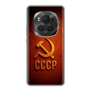Силиконовый чехол на Honor Magic 6 Pro с принтом Флаг Герб СССР Силиконовый чехол на Honor Magic 6 Pro с принтом Флаг Герб СССР