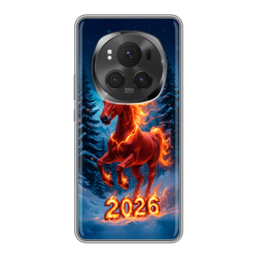 Силиконовый чехол на Honor Magic 6 Pro с принтом Новый год коня