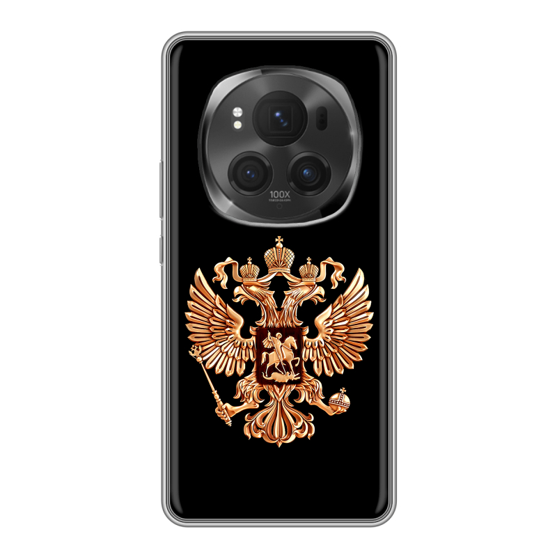Силиконовый чехол на Honor Magic 6 Pro с принтом Герб России золотой Силиконовый чехол на Honor Magic 6 Pro с принтом Герб России золотой