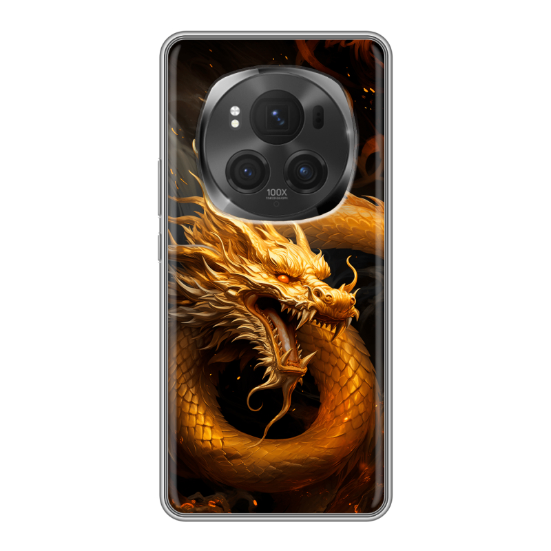 Силиконовый чехол на Honor Magic 6 Pro с принтом Золотой дракон Силиконовый чехол на Honor Magic 6 Pro с принтом Золотой дракон
