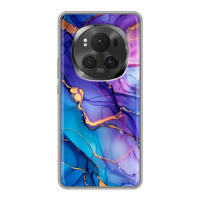 Силиконовый чехол на Honor Magic 6 Pro с принтом синий мрамор Силиконовый чехол на Honor Magic 6 Pro с принтом синий мрамор