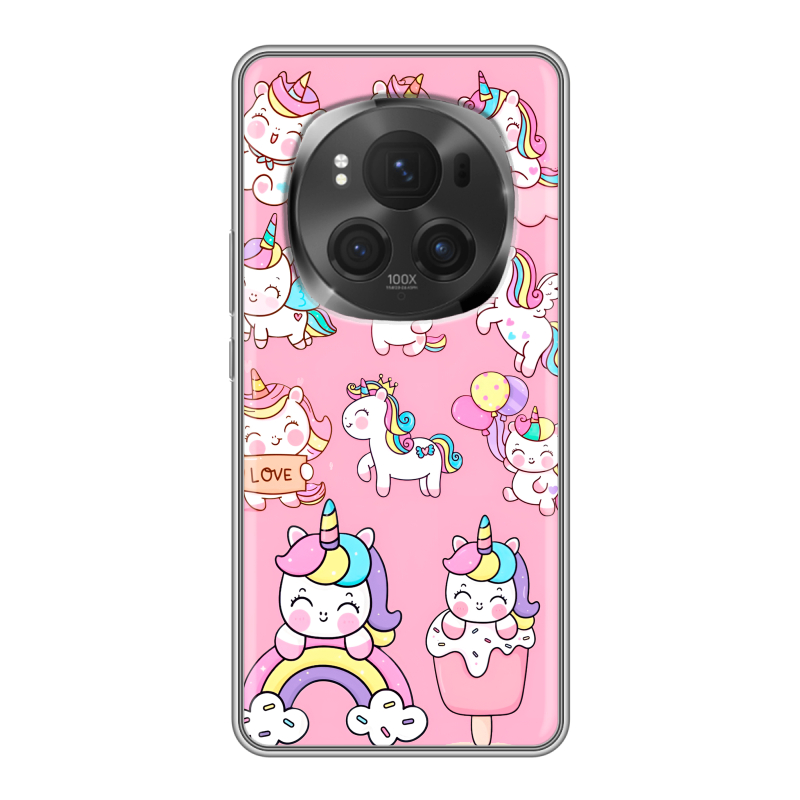 Силиконовый чехол на Honor Magic 6 Pro с принтом Единороги и радуга Силиконовый чехол на Honor Magic 6 Pro с принтом Единороги и радуга