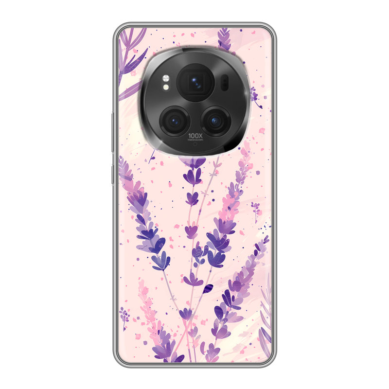 Силиконовый чехол на Honor Magic 6 Pro с принтом цветы лаванда Силиконовый чехол на Honor Magic 6 Pro с принтом цветы лаванда