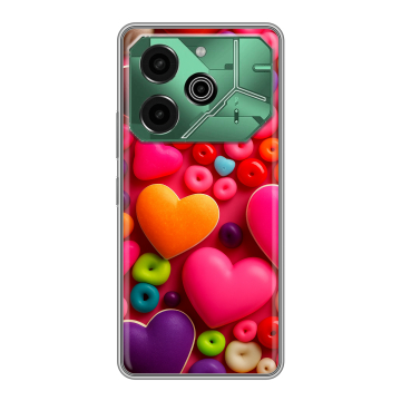 Силиконовый чехол на Tecno Pova 6 Pro 5G с принтом Сердечки