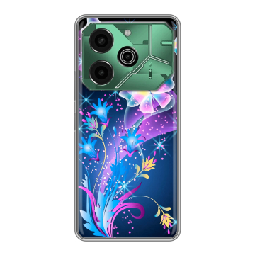 Силиконовый чехол на Tecno Pova 6 Pro 5G с принтом Бабочки Силиконовый чехол на Tecno Pova 6 Pro 5G с принтом Бабочки