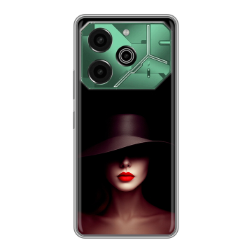 Силиконовый чехол на Tecno Pova 6 Pro 5G с принтом Девушка в шляпе