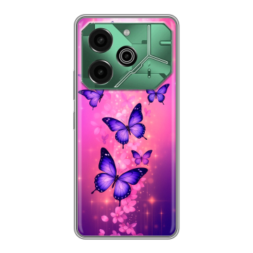 Силиконовый чехол на Tecno Pova 6 Pro 5G с принтом Бабочки Силиконовый чехол на Tecno Pova 6 Pro 5G с принтом Бабочки