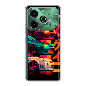 Силиконовый чехол на Tecno Pova 6 Pro 5G с принтом Гоночные машины Силиконовый чехол на Tecno Pova 6 Pro 5G с принтом Гоночные машины
