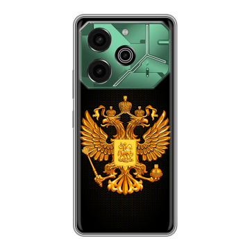 Силиконовый чехол на Tecno Pova 6 Pro 5G с принтом Герб России желтый Силиконовый чехол на Tecno Pova 6 Pro 5G с принтом Герб России желтый