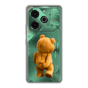 Силиконовый чехол на Tecno Pova 6 Pro 5G с принтом Медведь Силиконовый чехол на Tecno Pova 6 Pro 5G с принтом Медведь