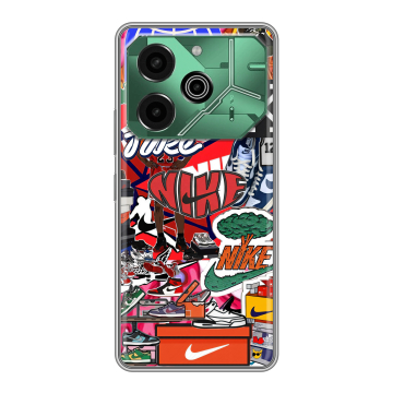 Силиконовый чехол на Tecno Pova 6 Pro 5G с принтом Найк Nike яркий