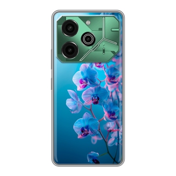 Силиконовый чехол на Tecno Pova 6 Pro 5G с принтом голубые орхидеи