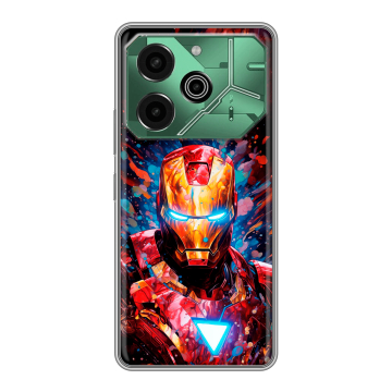 Силиконовый чехол на Tecno Pova 6 Pro 5G с принтом Железный человек Ironman