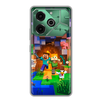 Силиконовый чехол на Tecno Pova 6 Pro 5G с принтом Майнкрафт Minecraft