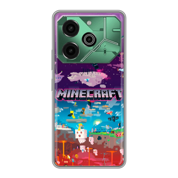 Силиконовый чехол на Tecno Pova 6 Pro 5G с принтом Майнкрафт Minecraft