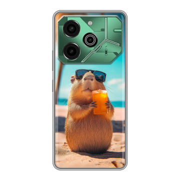 Силиконовый чехол на Tecno Pova 6 Pro 5G с принтом Капибара Силиконовый чехол на Tecno Pova 6 Pro 5G с принтом Капибара