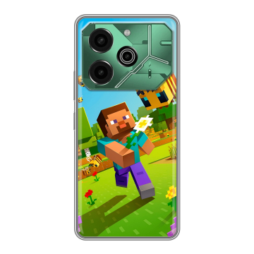 Силиконовый чехол на Tecno Pova 6 Pro 5G с принтом Майнкрафт Minecraft Силиконовый чехол на Tecno Pova 6 Pro 5G с принтом Майнкрафт Minecraft