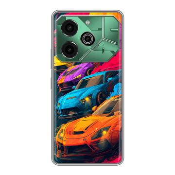 Силиконовый чехол на Tecno Pova 6 Pro 5G с принтом Тачки