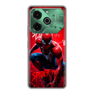Силиконовый чехол на Tecno Pova 6 Pro 5G с принтом Spiderman Человек паук
