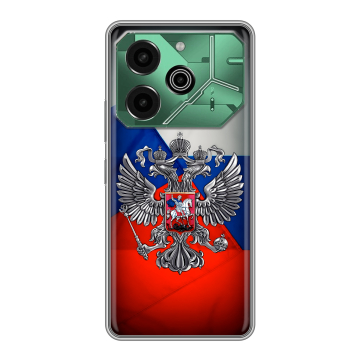 Силиконовый чехол на Tecno Pova 6 Pro 5G с принтом Флаг России Силиконовый чехол на Tecno Pova 6 Pro 5G с принтом Флаг России