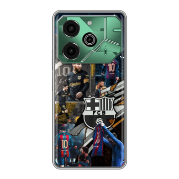 Силиконовый чехол на Tecno Pova 6 Pro 5G с принтом Messi Barcelona Силиконовый чехол на Tecno Pova 6 Pro 5G с принтом Messi Barcelona