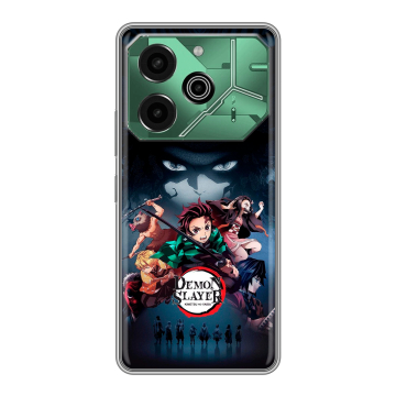 Силиконовый чехол на Tecno Pova 6 Pro 5G с принтом Demon Slayer Клинок рассекающий демонов Силиконовый чехол на Tecno Pova 6 Pro 5G с принтом Demon Slayer Клинок рассекающий демонов