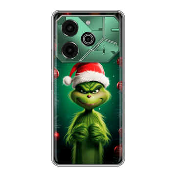 Силиконовый чехол на Tecno Pova 6 Pro 5G с принтом Гринч Новый год Рождество