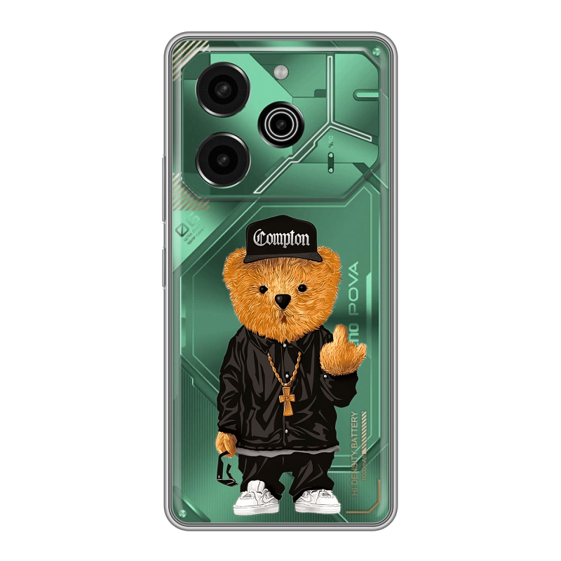 Силиконовый чехол на Tecno Pova 6 Pro 5G с принтом Мишка Силиконовый чехол на Tecno Pova 6 Pro 5G с принтом Мишка