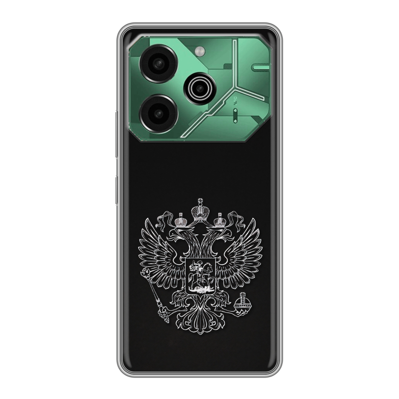 Силиконовый противоударный чехол на Tecno Pova 6 Pro 5G с принтом Герб России Силиконовый противоударный чехол на Tecno Pova 6 Pro 5G с принтом Герб России