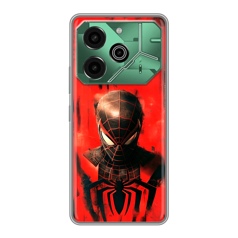 Силиконовый чехол на Tecno Pova 6 Pro 5G с принтом человек паук spiderman Силиконовый чехол на Tecno Pova 6 Pro 5G с принтом человек паук spiderman