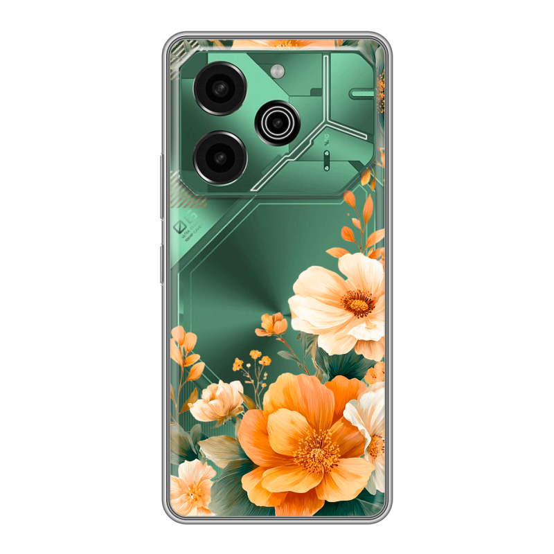 Силиконовый противоударный чехол на Tecno Pova 6 Pro 5G с принтом Цветы принт Силиконовый противоударный чехол на Tecno Pova 6 Pro 5G с принтом Цветы принт