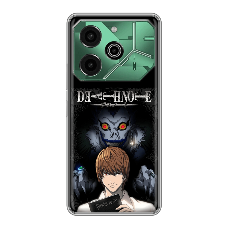 Силиконовый противоударный чехол на Tecno Pova 6 Pro 5G с принтом Death note Тетрадь смерти Силиконовый противоударный чехол на Tecno Pova 6 Pro 5G с принтом Death note Тетрадь смерти
